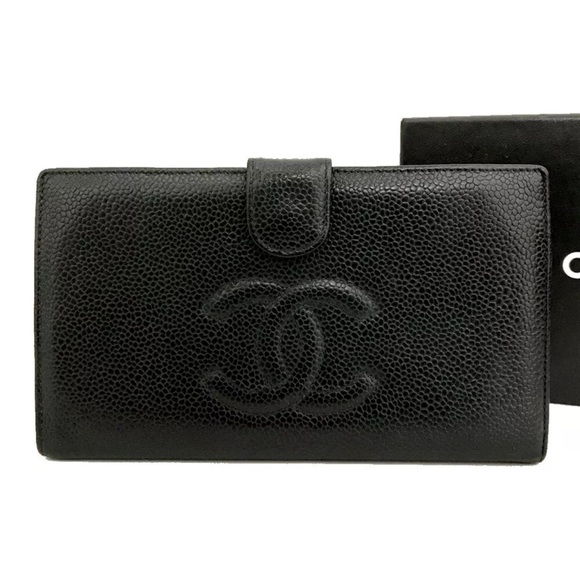 252 Chanel CC Logo Caviar Skin Long Bifold Wallet - Picture 9 of 9
